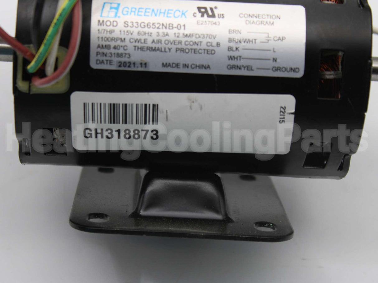 318873 Greenheck 115V 1100Rpm 1Ph Double Shaft