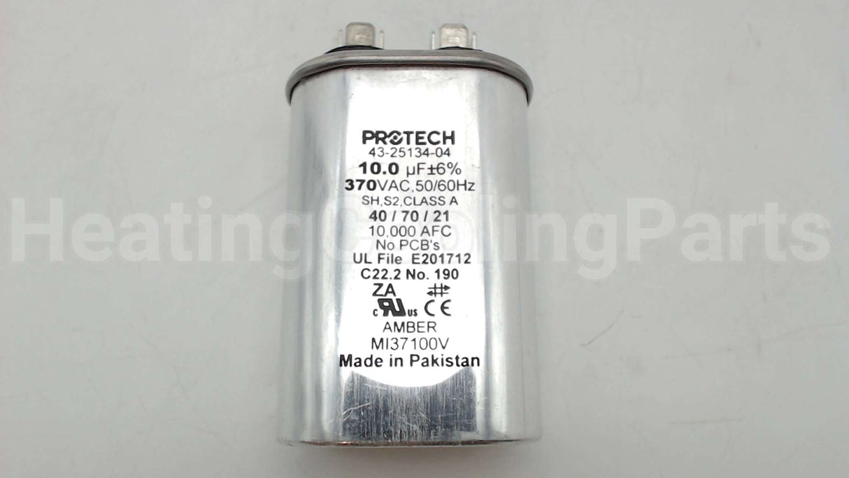 43-25134-04 Rheem-Ruud Run Capac 10 Mfd 370V Oval