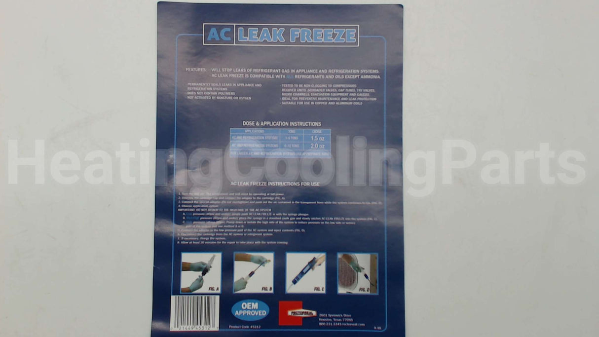 45312 Rectorseal Leak Frz 1.5Oz Csh 1/4"Adapter