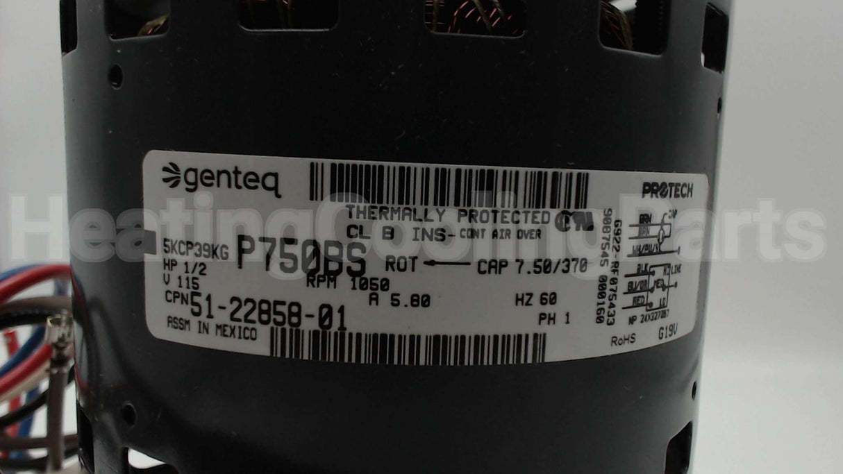 51-22858-01 Rheem-Ruud 1/2Hp 120V 1075Rpm 3Spd 48 Mtr