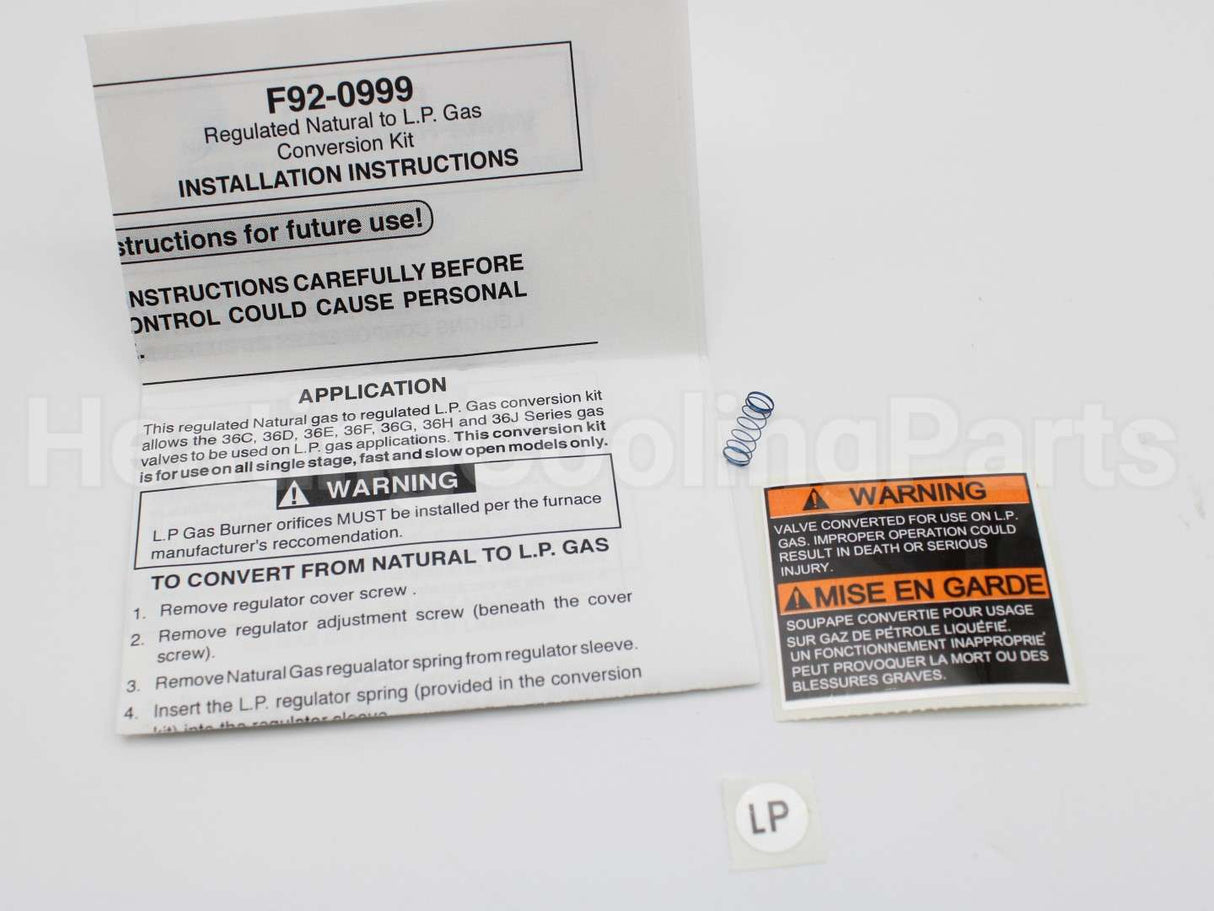 B1880007 Amana-Goodman Lp Spring Kit F/White Rog Valv