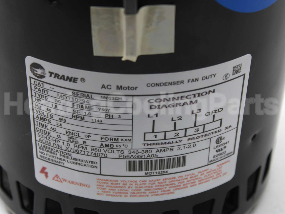 MOT10294 Trane 460V3Ph 1.5Hp 1140Rpm Y56Y Mtr