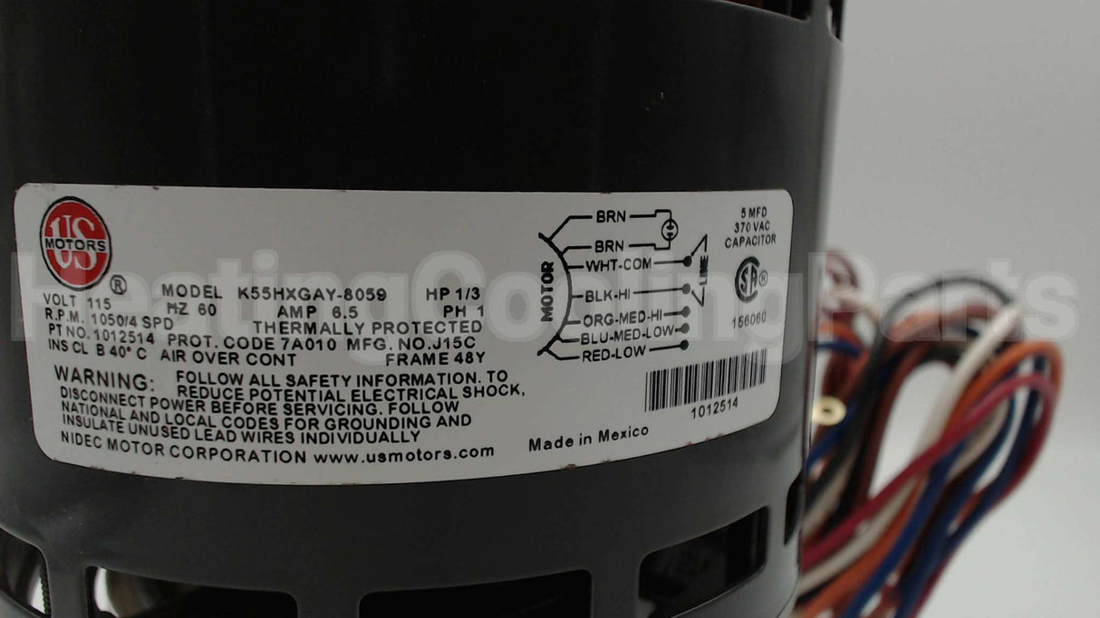 1012514 International Comfort Products 1/3Hp 115V 1050Rpm 4Sp Ccw Blw
