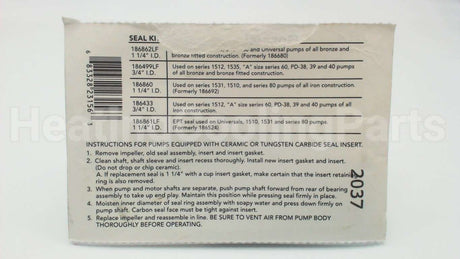 186499LF Xylem-Bell & Gossett Seal Kit#2,3/4"Id Brz.fit