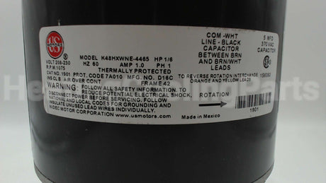 1901 Nidec-Us Motors 1/6Hp 1075Rpm 208-230V 1Ph 5"D