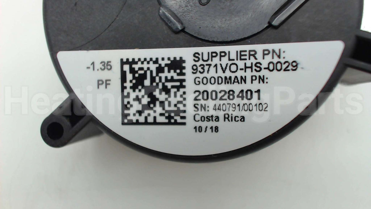 20028401 Amana-Goodman -1.35"Wc Spst Pressure Switch