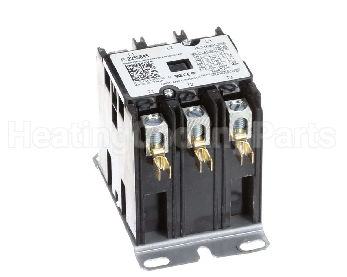 2255845 Heatcraft Refrigeration Contactor 25 Amp 3 Pole 24V
