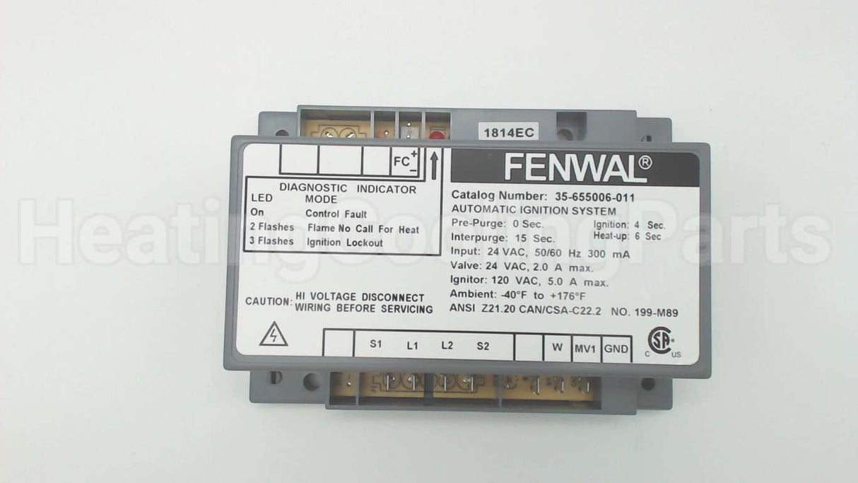 35-655006-011 Fenwal 120/240V No Pp 4S Tfi 3 Tries