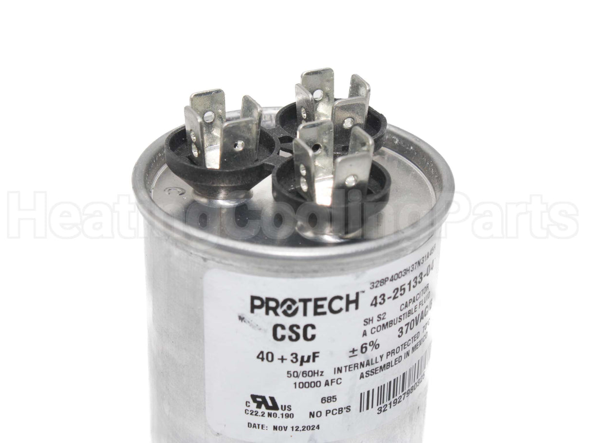 43-25133-04 Rheem-Ruud Dual Capac 40/3 Mfd 370V Round