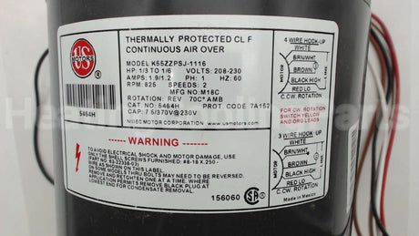 5464H Nidec-Us Motors 208-230V 825Rpm 1/3-1/6Hp Mtr