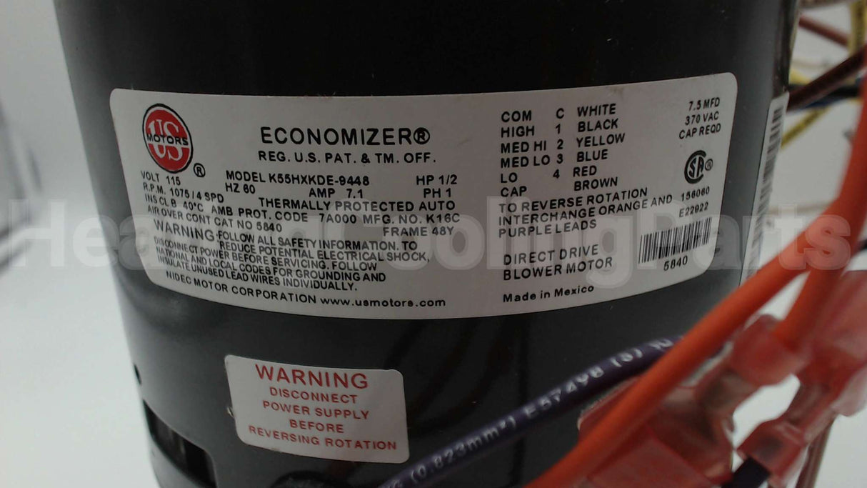 5840 Nidec-Us Motors 1/2Hp 1075/4Spd 115V 5.6"48Yz