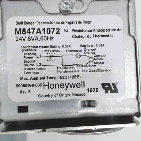 M847A1072 Resideo 24V 45Deg20Sec Sr Nc Motor