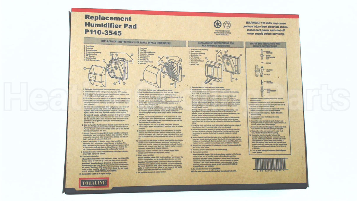 P110-3545 Carrier 13"X10"X1 3/4" Humidifier Pad