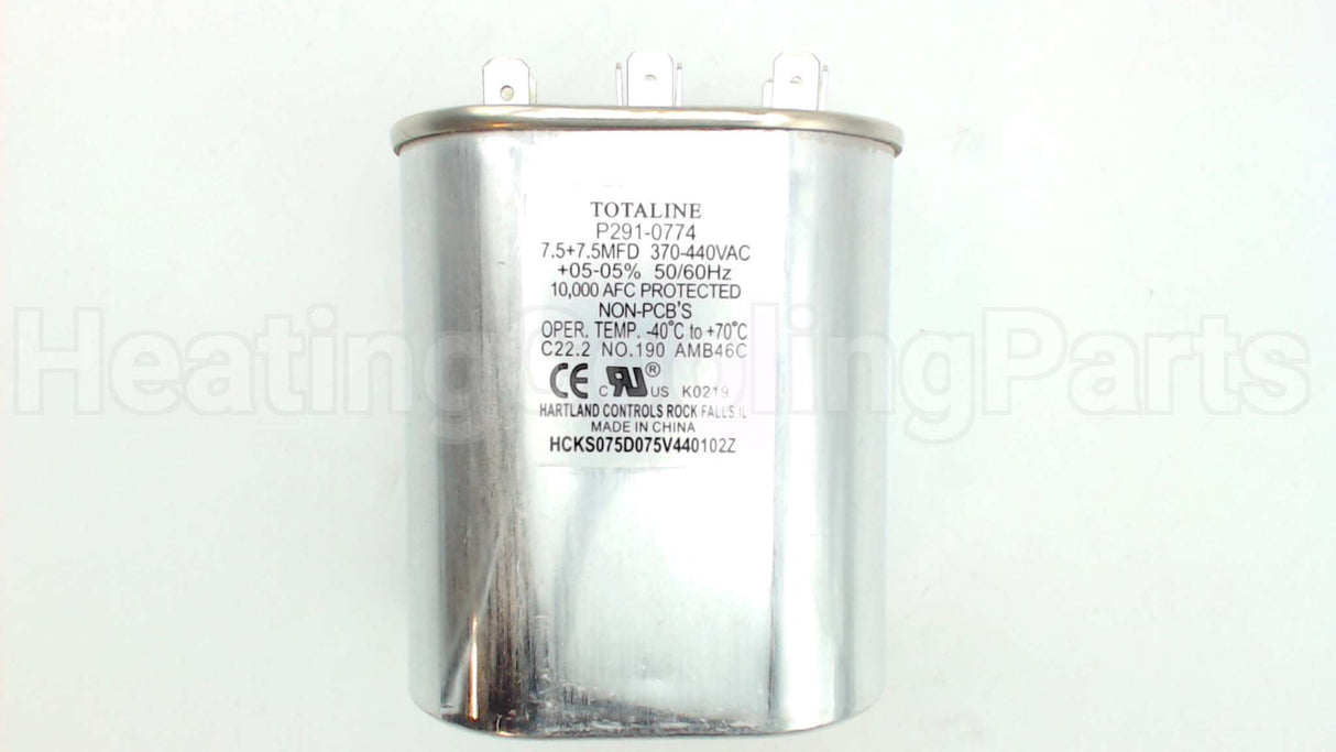 P291-0774 Carrier 7.5/7.5Mfd 440V Oval Capacitor