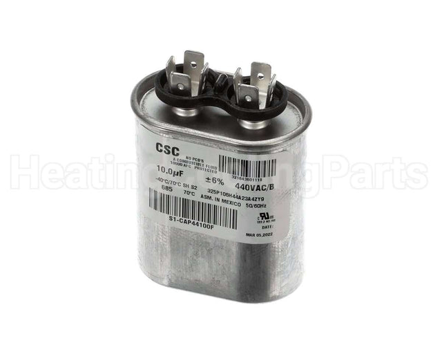 S1-CAP44100F York 440V 10Mfd Run Single Cap Flat